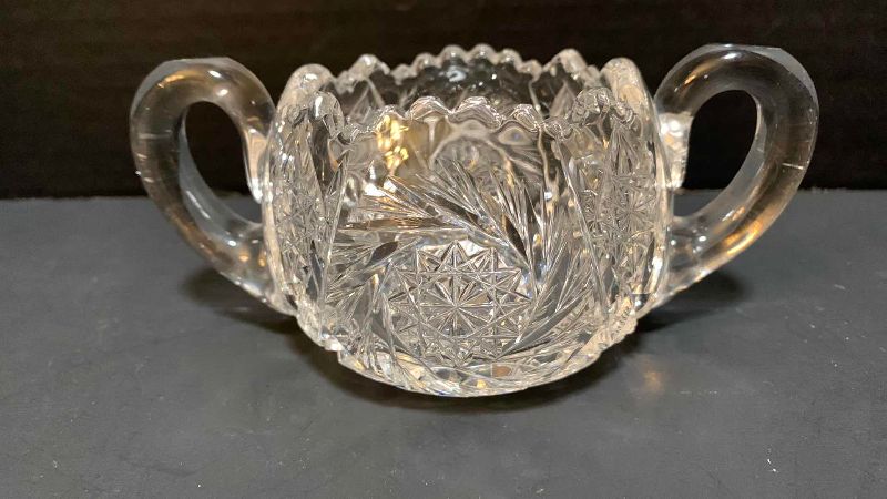 Photo 1 of ANTIQUE BRILLIANT CUT GLASS CREAMER AND SUGAR CONTAINERS