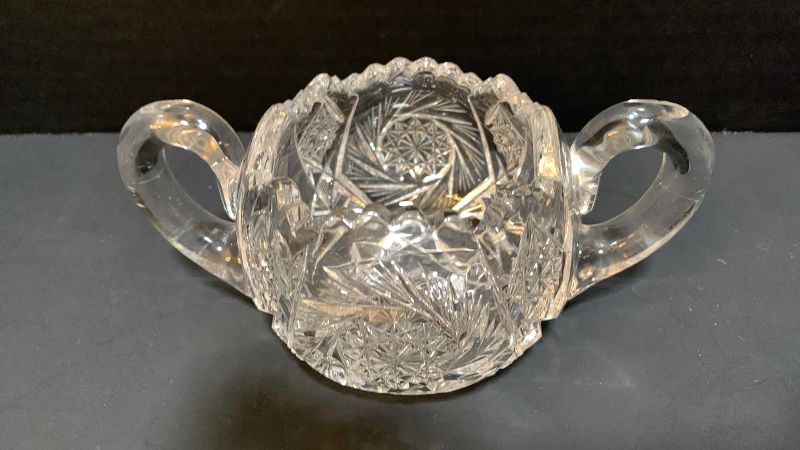 Photo 1 of ANTIQUE BRILLIANT CUT GLASS CREAMER AND SUGAR CONTAINERS