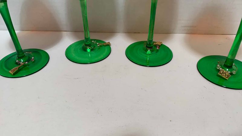 Photo 1 of 4-HAND PAINTED POPPY FLORAL DESIGN WINE GLASSES
