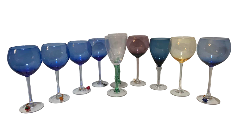 Photo 1 of 10-MULTI-COLR WINE GLASSES