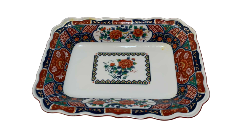 Photo 1 of VINTAGE JAPANESE HAND PAINTED IMARI RECTANGULAR DISH 11.5”