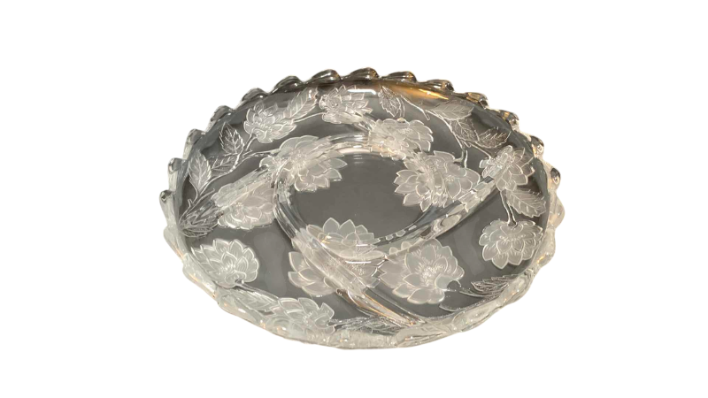 Photo 1 of VINTAGE CRYSTAL CLEAR STUDIOS CHRYSANTHEMUM FROSTED PLATTER 13”