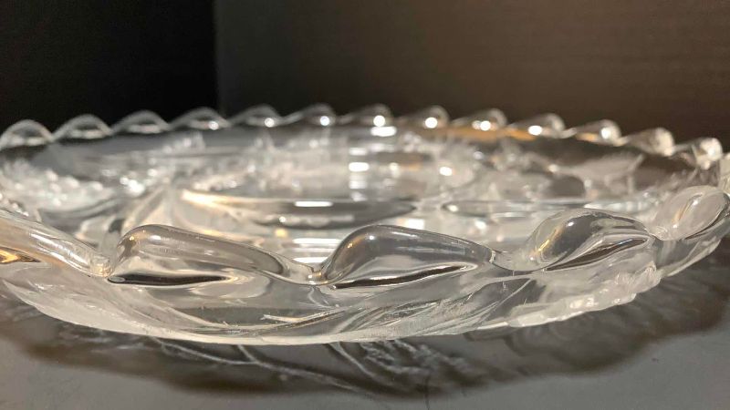 Photo 1 of VINTAGE CRYSTAL CLEAR STUDIOS CHRYSANTHEMUM FROSTED PLATTER 13”