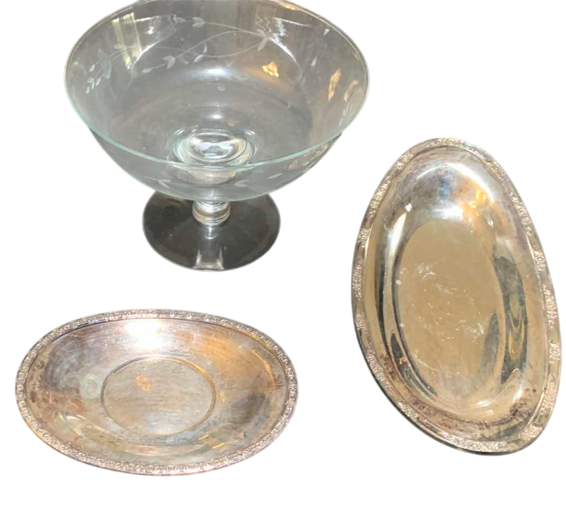 Photo 1 of PRINCESS HOUSE SERVING BOWL AND 2-SILVER PLATED SERVING PLATTERS