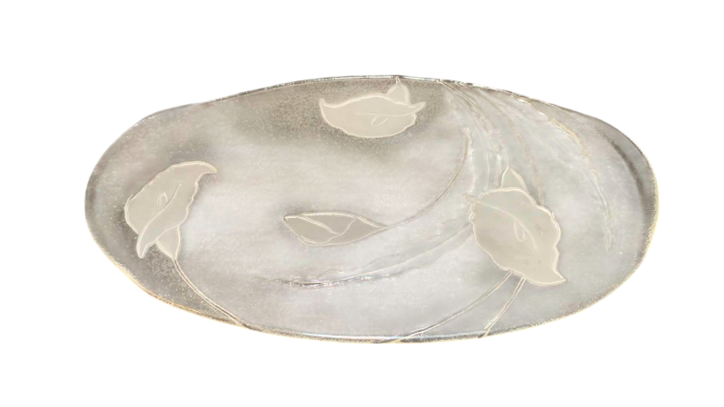 Photo 1 of VINTAGE L. E. SMITH HANDMADE ART GLASS CALLA LILY SERVING PLATTER 10” X 16”