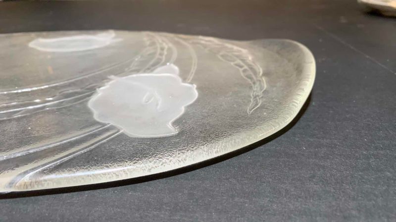 Photo 1 of VINTAGE L. E. SMITH HANDMADE ART GLASS CALLA LILY SERVING PLATTER 10” X 16”