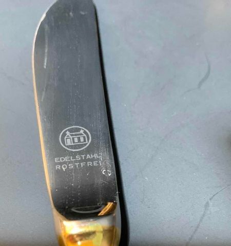 Photo 1 of 60-EDELSTAHL ROSTFREI 18/10 SOLINGEN 23/24 CARAT GOLD-PLATED FLATWARE PIECES MADE IN GERMANY