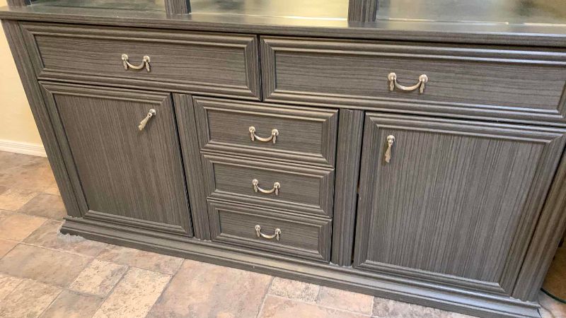Photo 1 of BEVELED LASS CURIO CABINET 59” X 18” H 83”