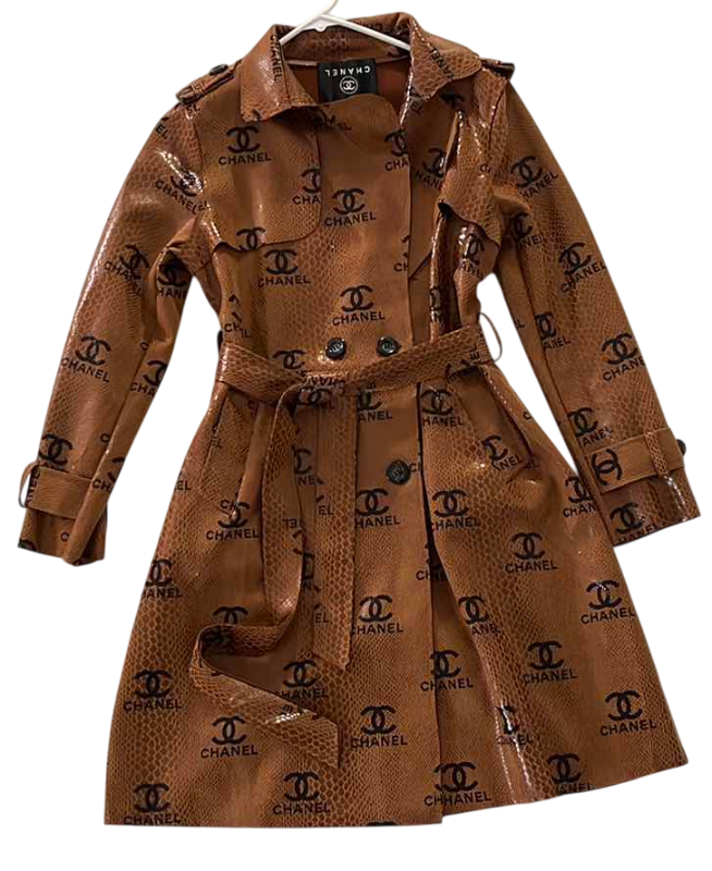Photo 1 of FAUX CHANEL SNAKE SUEDE TRENCH COAT SIZE SMALL