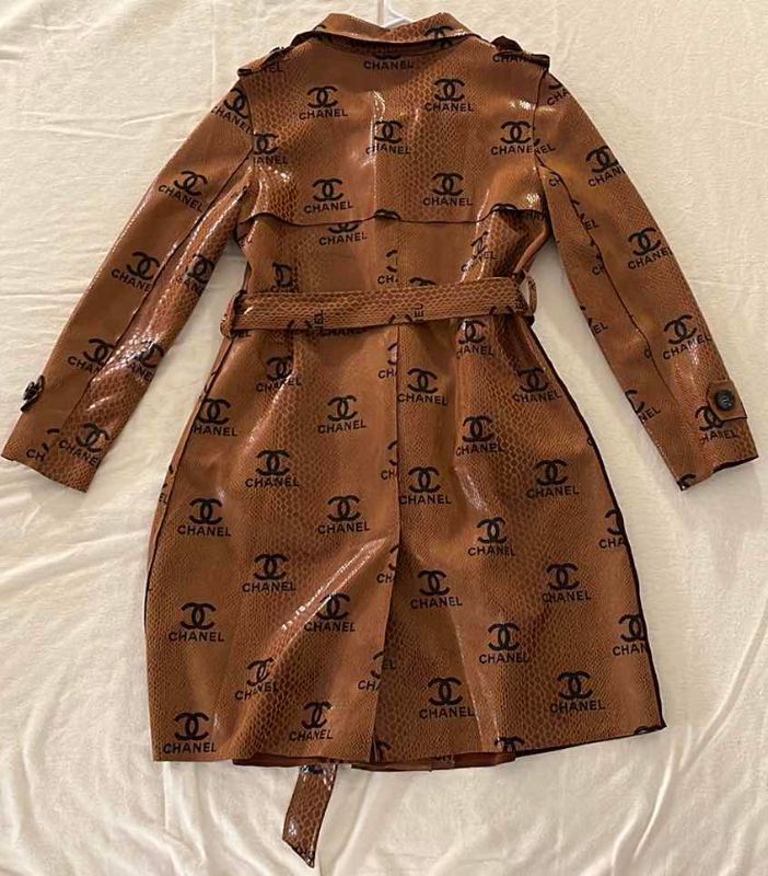 Photo 1 of FAUX CHANEL SNAKE SUEDE TRENCH COAT SIZE SMALL