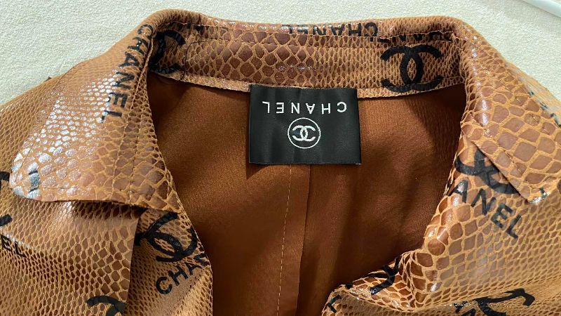 Photo 1 of FAUX CHANEL SNAKE SUEDE TRENCH COAT SIZE SMALL