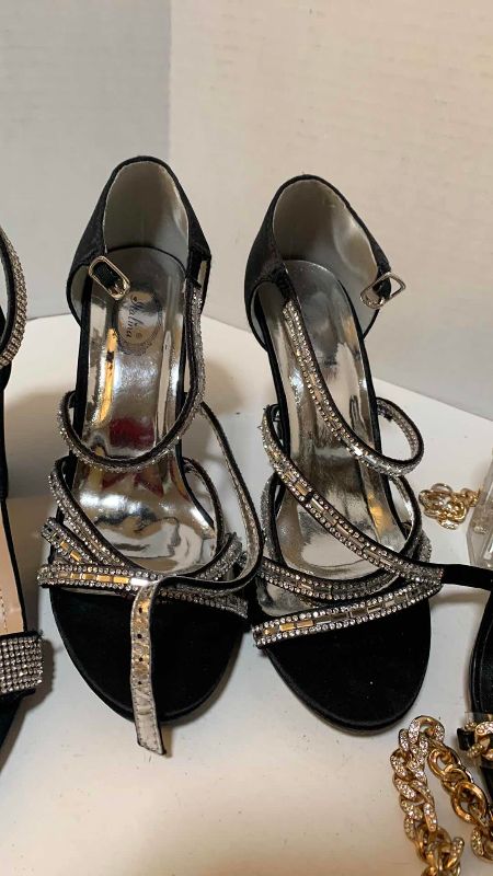 Photo 1 of 4-RHINESTONES EVENING SHOES SIZE 7-8