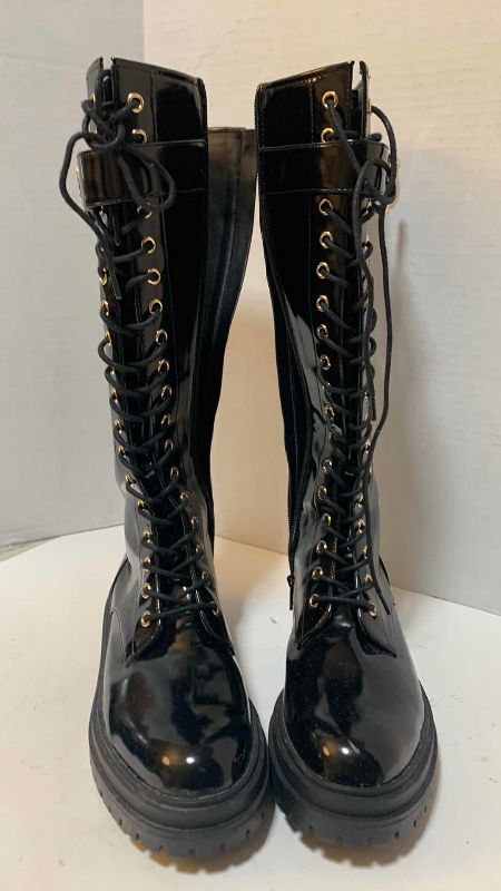 Photo 1 of GB GIANNI BINI VEGAN COMBAT LACE UP KNEE HIGH BOOT SIZE 8