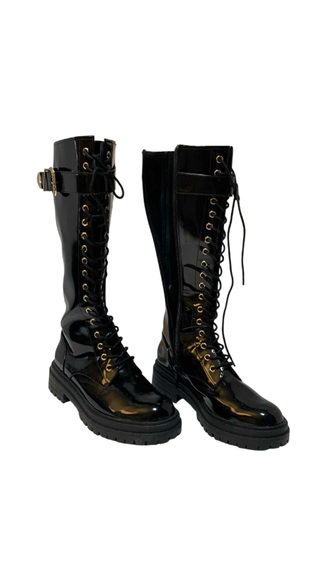 Photo 1 of GB GIANNI BINI VEGAN COMBAT LACE UP KNEE HIGH BOOT SIZE 8