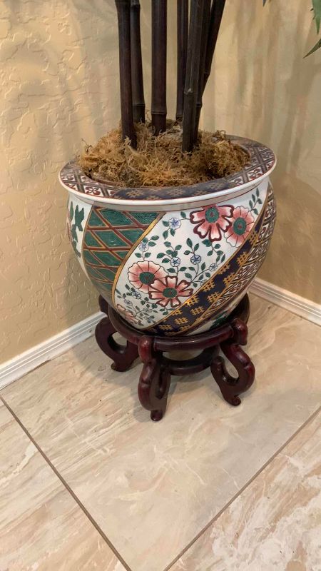 Photo 1 of FAUX BAMBOO TREE WITH ASIAN VASE 92” TALL INCLUDING VASE