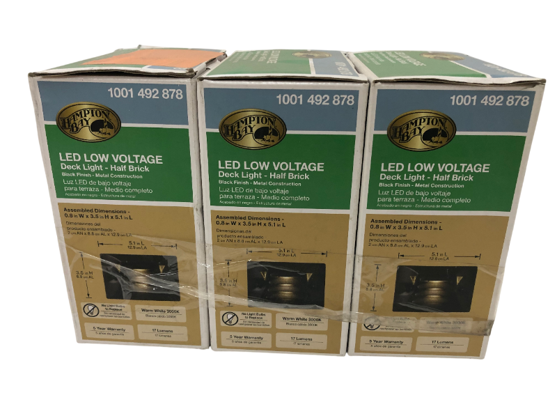 Photo 1 of 3-HAMPTON BAY LED LOW VOLTAGE DECK LIGHTS HALF BRICK 1091 492 878