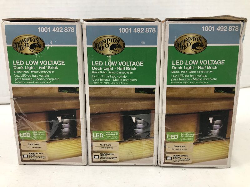 Photo 1 of 3-HAMPTON BAY LED LOW VOLTAGE DECK LIGHTS HALF BRICK 1091 492 878