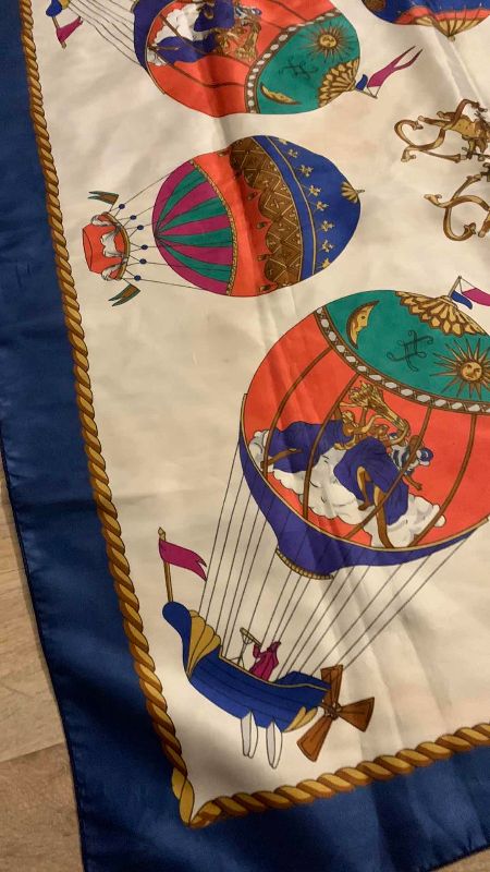 Photo 1 of FAUX HERMES HOT AIR BALLOON SCARF 34” X 34”