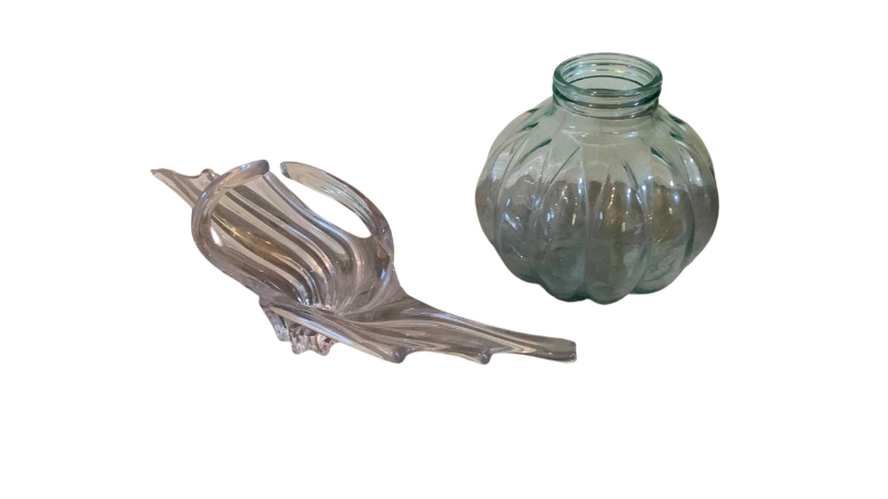 Photo 1 of 2-LARGE GLASS VASES WIDEST IS 30”