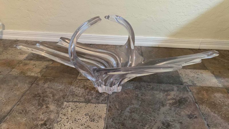 Photo 1 of 2-LARGE GLASS VASES WIDEST IS 30”