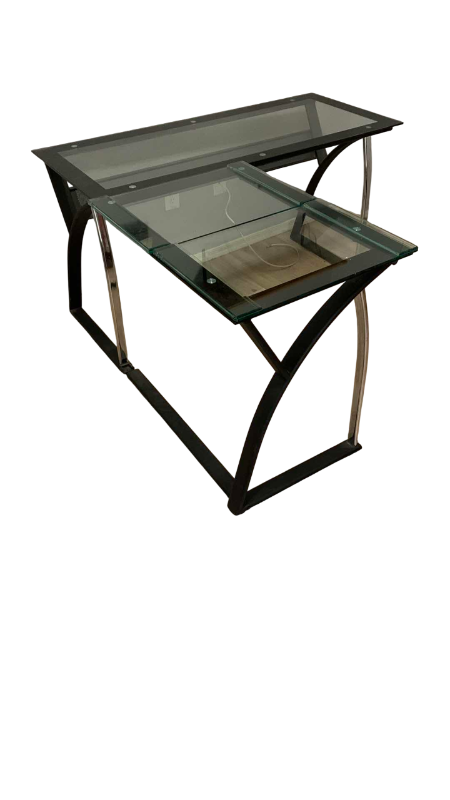 Photo 1 of L SHAPED GLASS AND METAL  DESK 56” X 56” H 30”