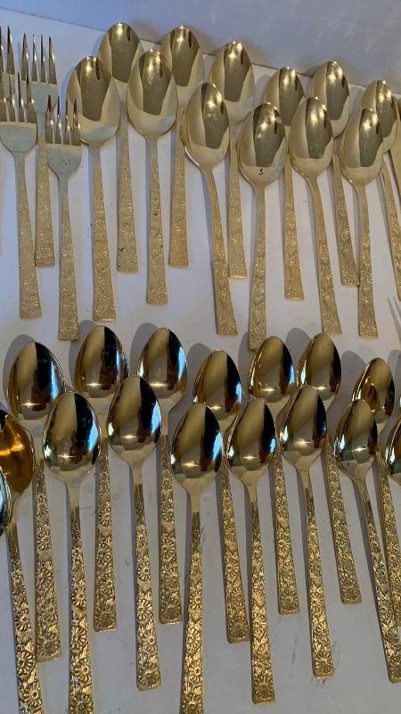 Photo 1 of 72-GOLDEN LIFETIME FLORAL DESIGN CUTLERY SET
