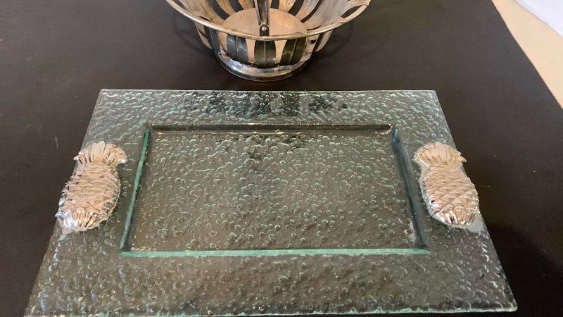 Photo 1 of PINEAPPLE INSPIRED SERVING TRAY AND VINTAGE HOLDER