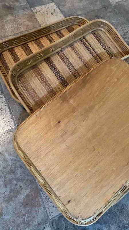 Photo 1 of 4-RATTAN SERVING TRAYS