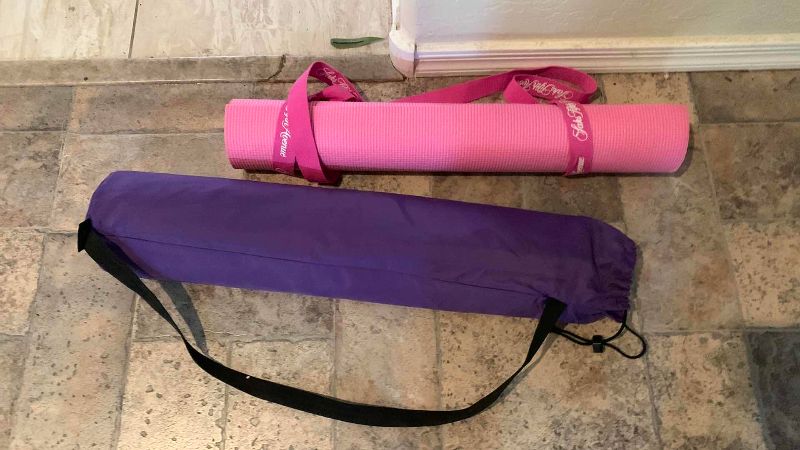 Photo 1 of CURLING BAR AND DUMBBELLS AND YOGA MATS
