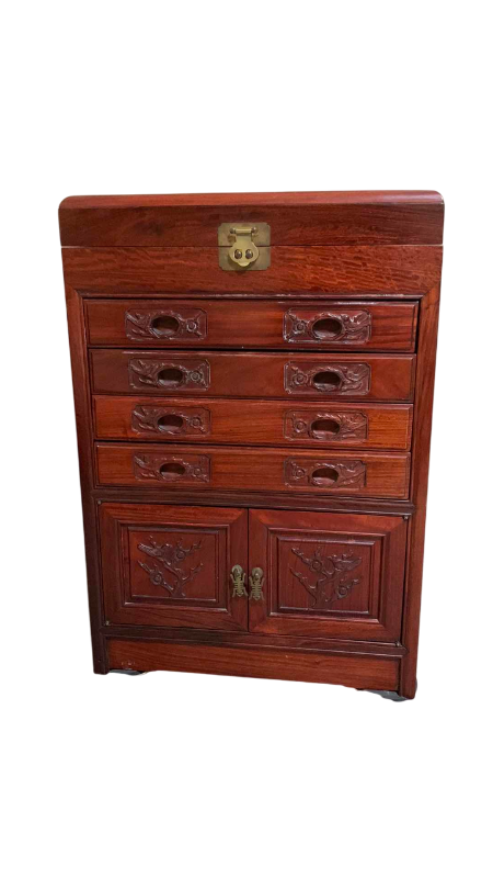 Photo 1 of VINTAGE ROSEWOOD CHINESE CUTLERY CABINET 22” X 14” H 32”