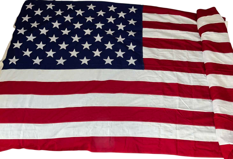 Photo 1 of VINTAGE WATTS MFG CORP COMPTON DOUBLE SIDED COTTON UNITED STATES FLAG 58" X 112"