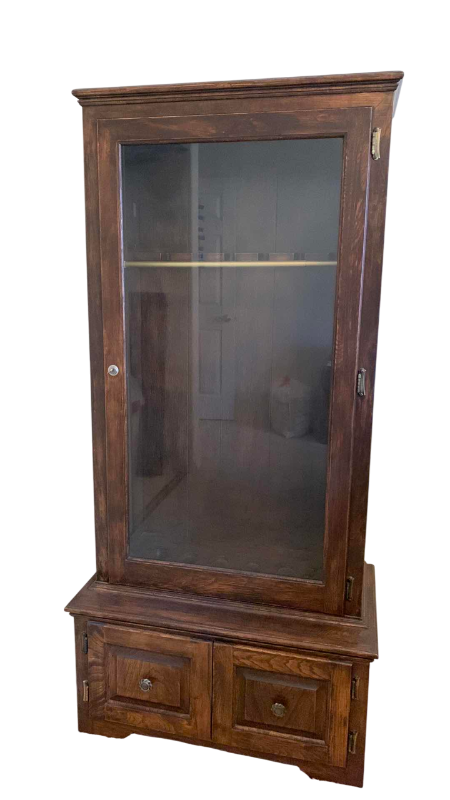 Photo 1 of GUN AND RIFLE CABINET WITH EAR PROTECTION MUFFS 31” X 17” H 64”