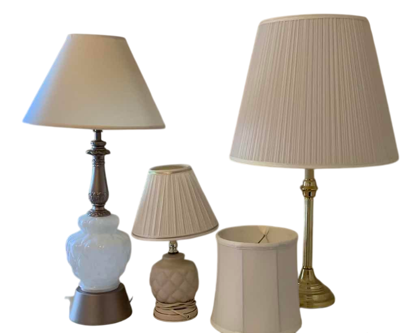 Photo 1 of 3-LAMPS AND A LAMPSHADE MILKGLASS