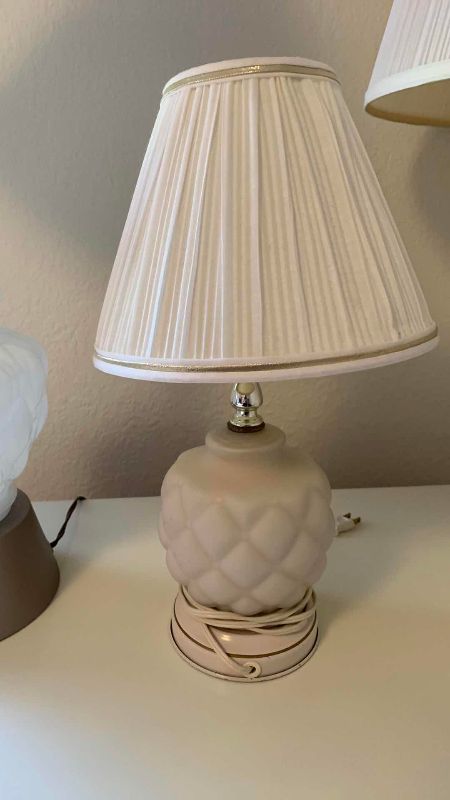 Photo 1 of 3-LAMPS AND A LAMPSHADE MILKGLASS