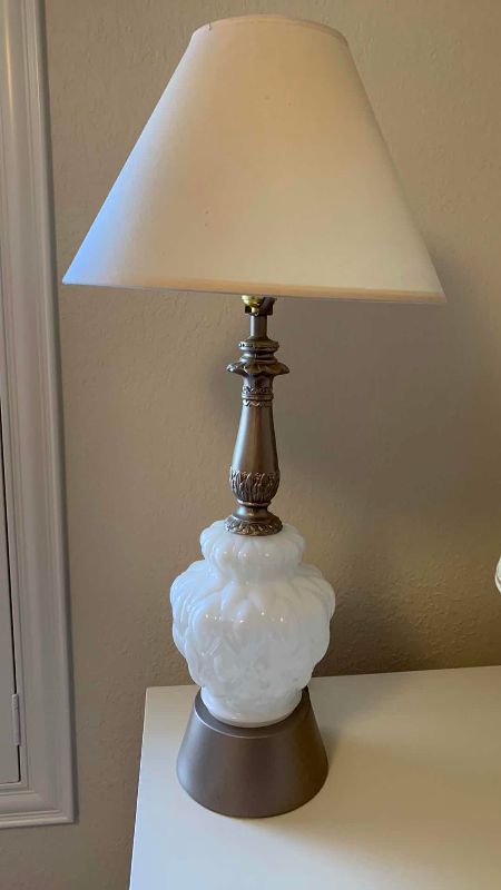 Photo 1 of 3-LAMPS AND A LAMPSHADE MILKGLASS