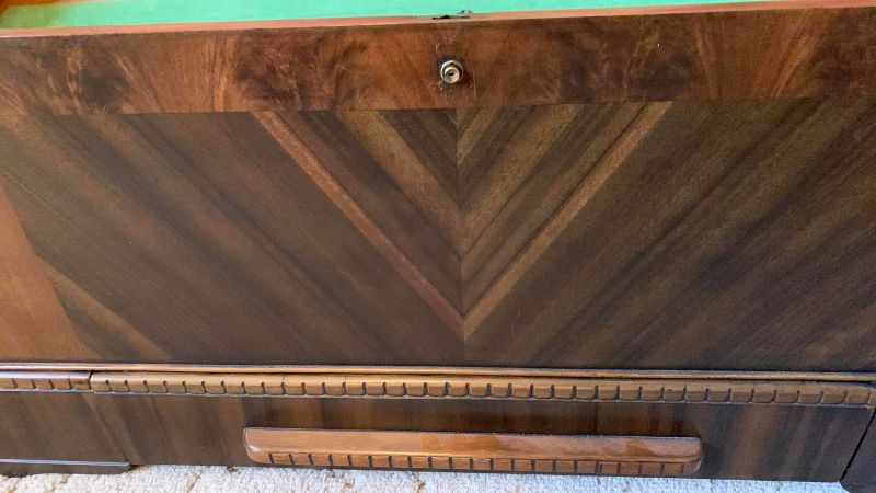 Photo 1 of VINTAGE 1940’S ROOS SWEETHEART CEDAR CHEST WITH INLAID WOOD KEY 46” X 19” H 22”
