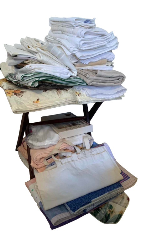 Photo 1 of LINENS AND VINTAGE SUITCASE RACK