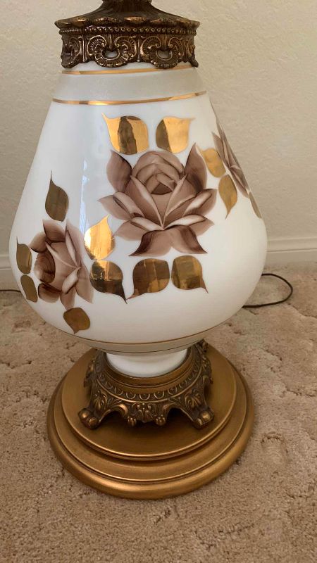 Photo 1 of FLORAL PORCELAIN AND RESIN LAMP 38” H