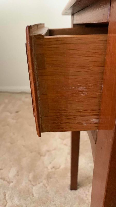 Photo 1 of WOODEN ONE DOVETAIL DRAWER TABLE 16” X 14” H 28”