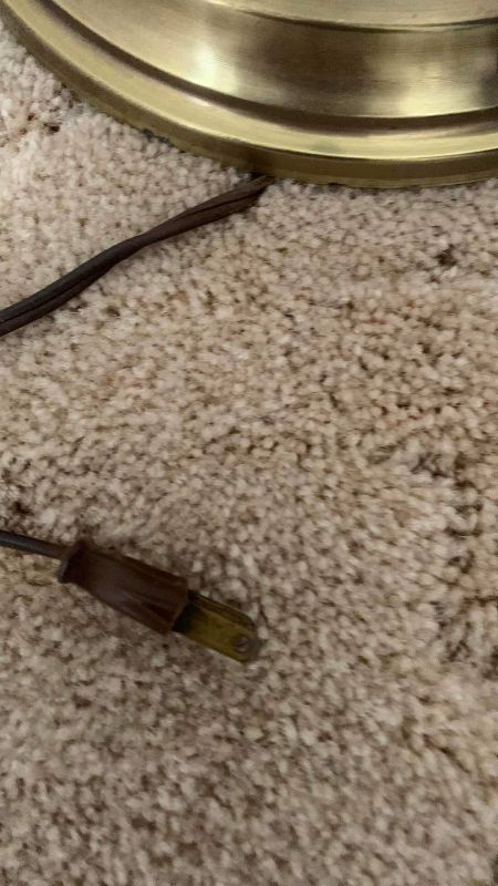 Photo 1 of VINTAGE STUDENTS FLOOR LAMP WITH GREEN GLASS SHADE 58”