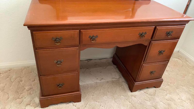 Photo 1 of WOODEN DESK WITH MIRROR 47” X 20” H 72”