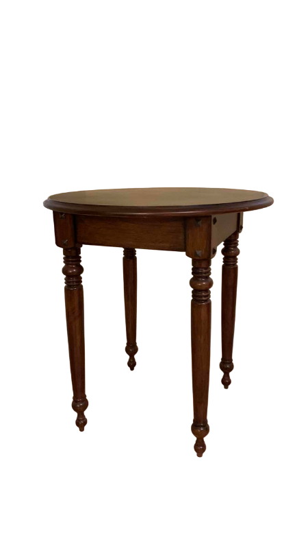 Photo 1 of INLAID WOODEN CIRCULAR SIDE TABLE 28” X 30”