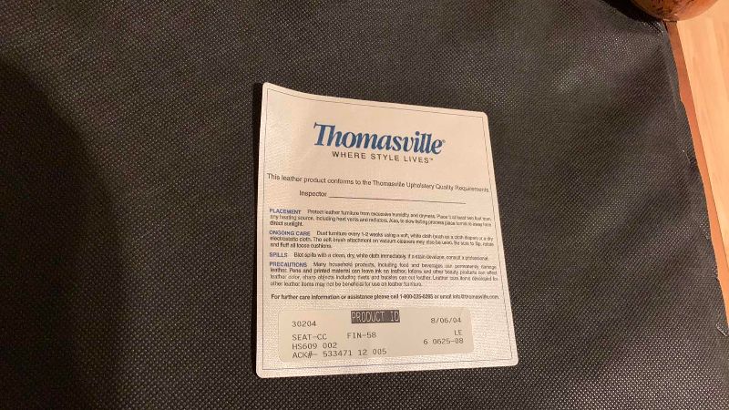 Photo 1 of THOMASVILLE NAIL HEAD TRIM LEATHER OTTOMAN 24” X 19” H 16”