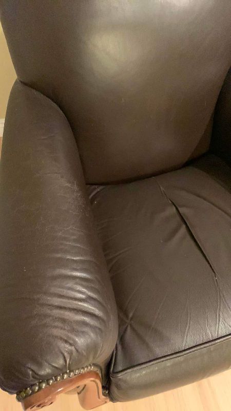 Photo 1 of THOMASVILLE NAIL HEAD TRIM LEATHER CLUB CHAIR 35” X 34” H 36”
