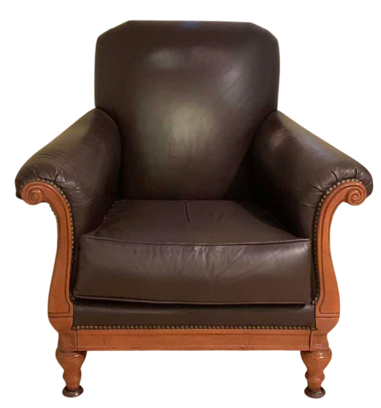 Photo 1 of THOMASVILLE NAIL HEAD TRIM LEATHER CLUB CHAIR 35” X 34” H 36”
