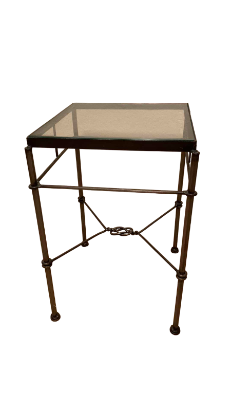 Photo 1 of METAL AND GLASS TABLE 16” X 16” H 24”