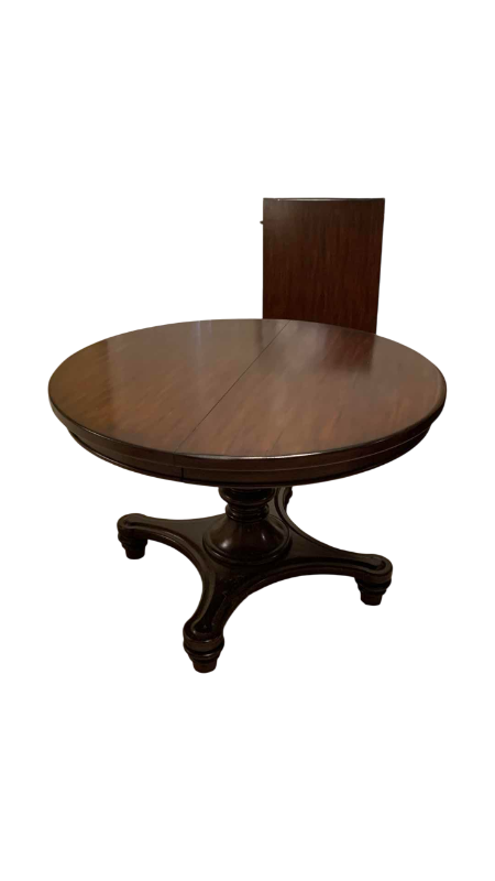 Photo 1 of POTTERY BARN MONTEGO PEDESTAL ROUND EXPANDABLE DINING TABLE WITH LEAF 45” X 30”