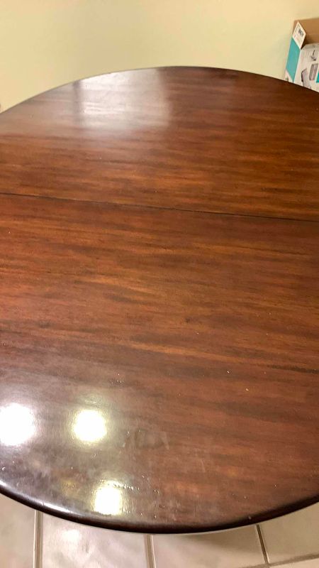 Photo 1 of POTTERY BARN MONTEGO PEDESTAL ROUND EXPANDABLE DINING TABLE WITH LEAF 45” X 30”