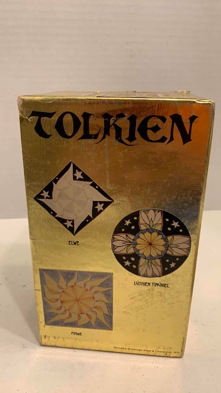 Photo 1 of VINTAGE J.R.R TOLKIEN GOLD FOIL LORD OF THE RINGS TRILOGY BOX SET PLUS THE HOBBIT BOOK
