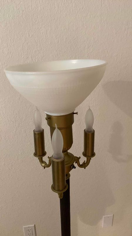 Photo 1 of VINTAGE TORCHIERE LAMP STONE BASE 56”